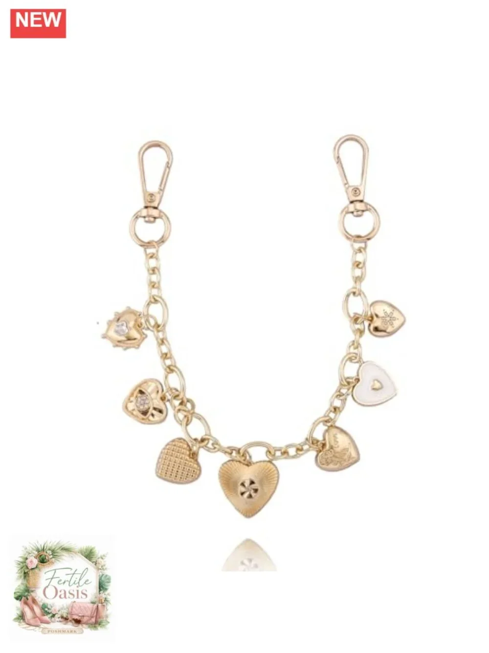 Gold Heart Charm Bag Chain Keychain Purse Charm Accessory